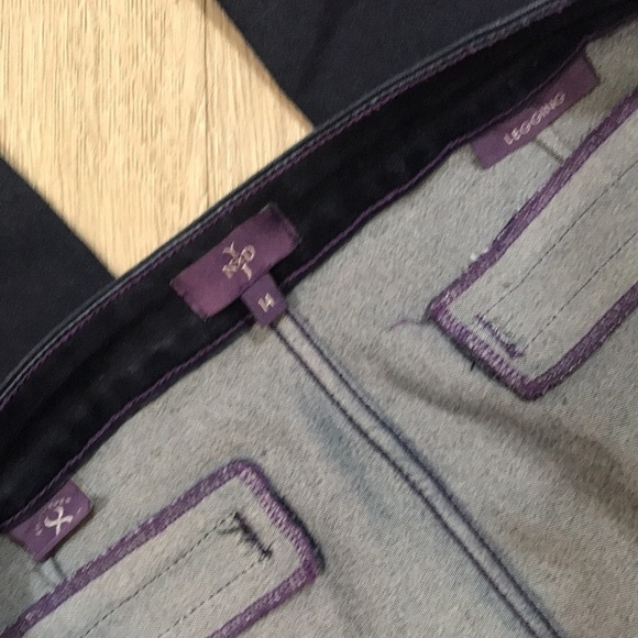 NYDJ DarkWash Leggings w/ faux pockets & zipper Fly size 14 - Picture 9 of 11